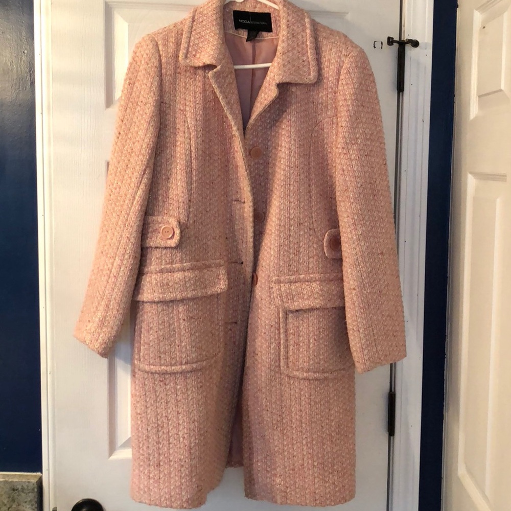 Pink and gold twill pea coat size 8